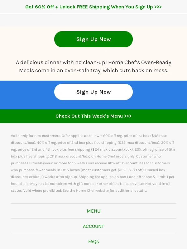 Home Chef - Enjoy these Oven-Ready meals! This is the answer to value and taste