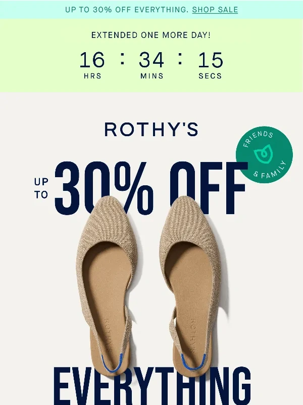 Rothy's - Surprise! Up to 30% off extended! ?