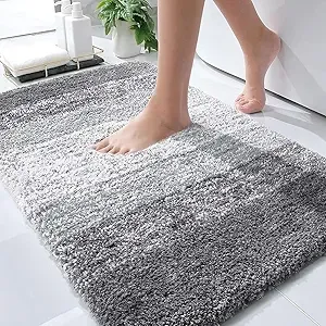 OLANLY - Bathroom Rugs Mat, 30x20, Extra Soft, Quick Dry, Machine Washable, Grey