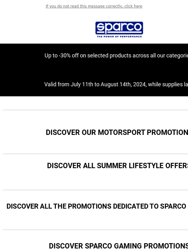 Sparco - SUMMER PROMO ☀️ Up to -30% off on selected products across all categories! ?