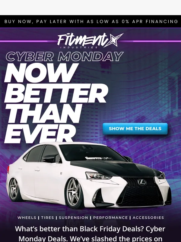 Fitment Industries - Cyber Monday Deals even better than Black Friday ?