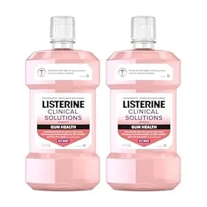 LISTERINE Clinical Solutions Gum Health Antiseptic Mouthwash, Antigingivitis & Antiplaque Oral Rinse Helps Prevent Buildup & Kills Germs for Healthier Gums, ICY Mint, Twin Pack, 2 x 1 L