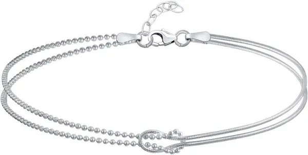 Bling Jewelry Women's Sterling Silver Beaded Ball Infinity Love Knot Snake Chain