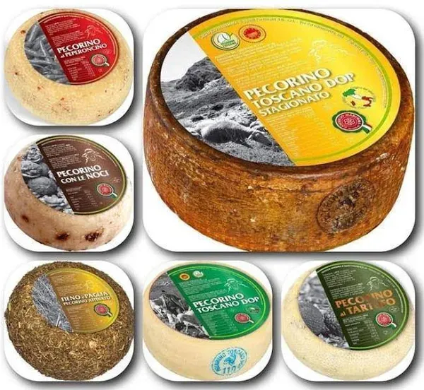 Tuscan Cheese Gift Basket - Exceptional Selection of Genuine Pecorino Cheeses - 3 kg
