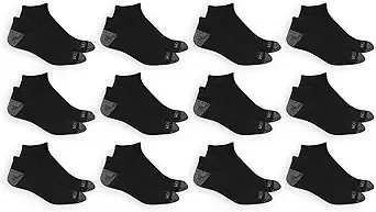Fruit of the Loom Mens Dual Defense Low Cut Socks (12 Pack), Black, Medium (6 – 12)