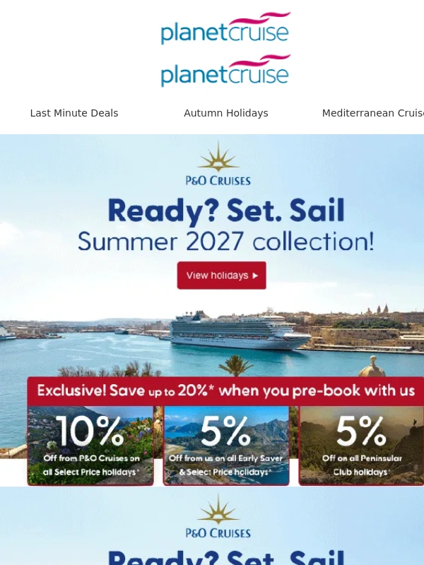 Planet Cruise - Summer 2027 with P&O Cruises | Pre-book now