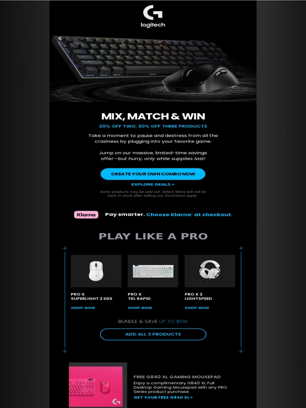 Logitech G - Mix,match and win: Save up to 30% for a limited time!