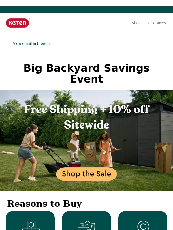 Keter - Kickstart 2025 with Free Shipping Sitewide + 10% Off