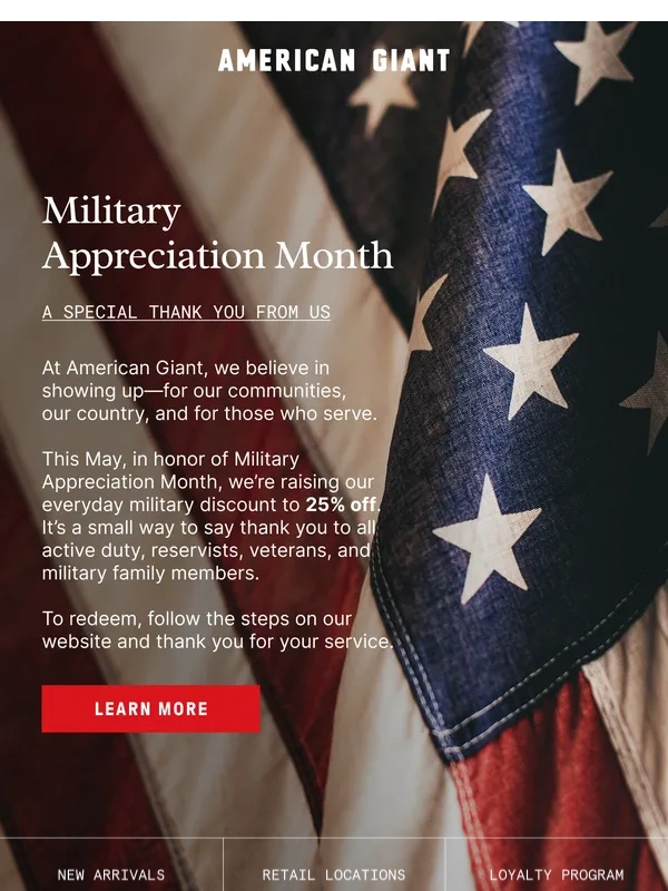 American Giant - Honoring Service This May