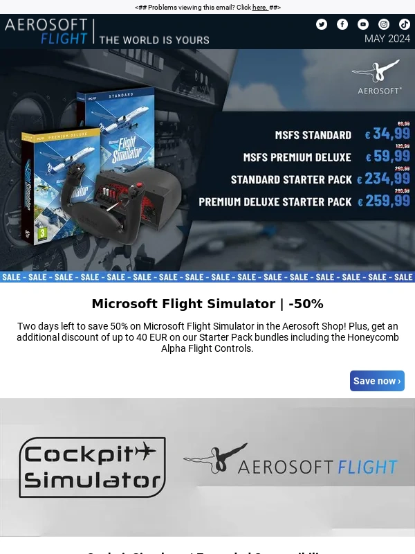 Aerosoft - 50% off Microsoft Flight Simulator & save even more on bundles!