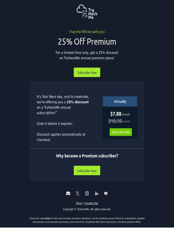 TryHackMe - [25% Off] The Force is strong with this deal ?
