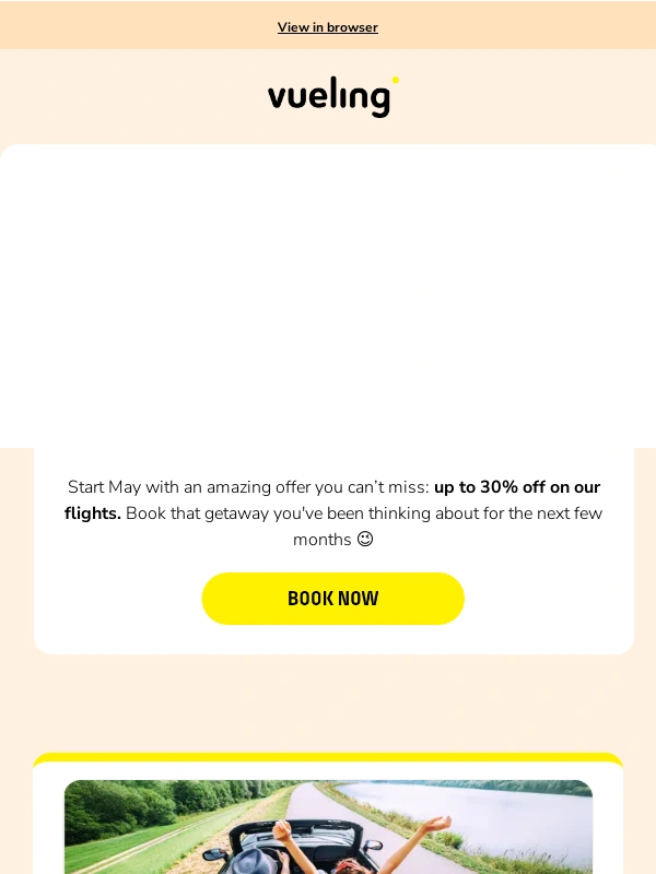 Vueling - The month flies by… and with up to a 30% discount! ?‍♀️‍➡️