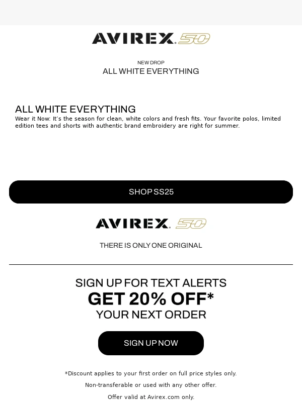 AVIREX - A Summer Legacy: shades of white