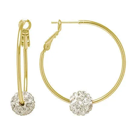 Womens Athra 14kt. Gold Over Brass Hoops w/ Fireball Earrings