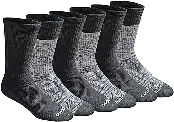 Dickies Mens Dri-Tech Essential Moisture Control Crew Socks, Available in M-XXL (6, 12, Free Run (6 Pairs), Large
