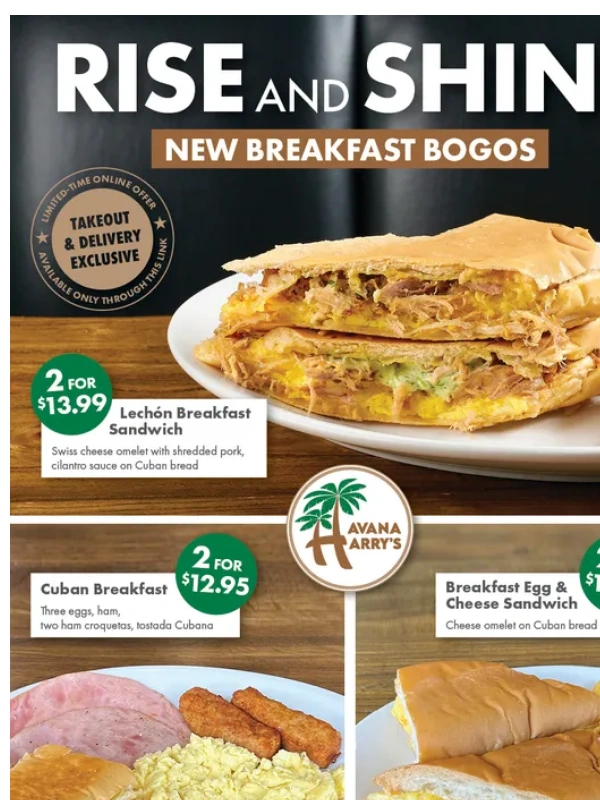 Uber Eats - BOGO Breakfast Specials Starting At $10.99! ?? Exclusive Takeout & Delivery Special!
