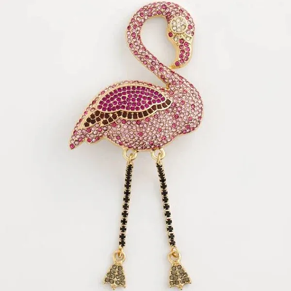 Chico's Women's Pink Diamond-Effect Flamingo Brooch