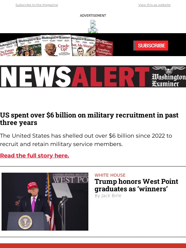 Washington Examiner - US spent over $6 billion on military recruitment in past three years