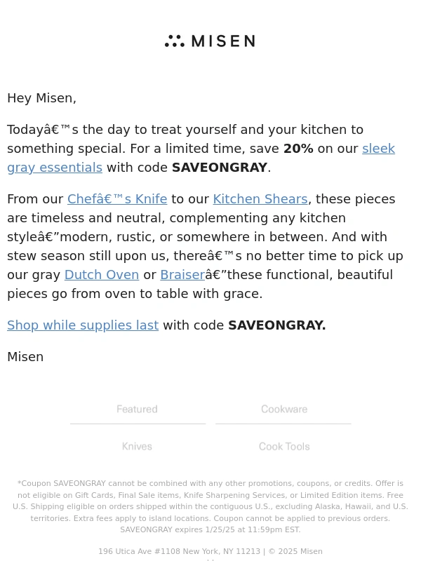 Misen - Goodbye,Gray. Hello 20% Off!
