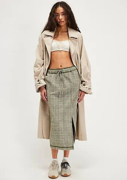 Free People Penelope Gingham Midi Skirt