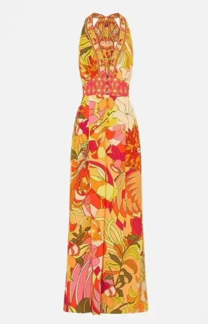 halterneck jumpsuit with tie neck