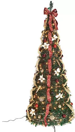 Miles Kimball 7' Burgundy & Gold Victorian  Pull-Up Tree by Holiday Peak™