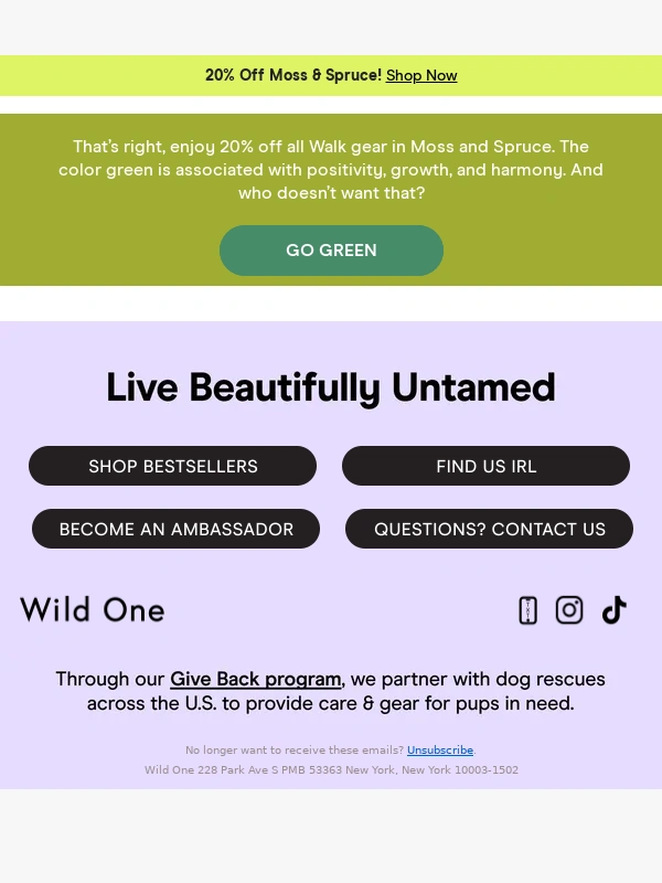 Wild One - Good Things Come in Green—20% Off Moss & Spruce!
