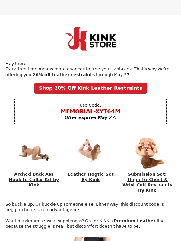 Kink - Get 20% Off Leather Restraints for Memorial Day