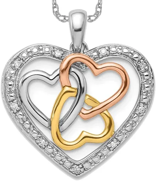 925 Sterling Silver Diamond Heart Necklace