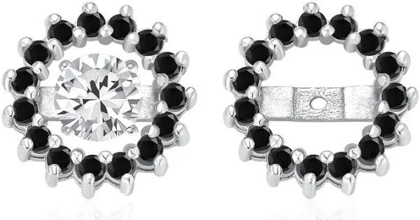 14K Gold Plated .925 Sterling Silver CZ Round Pave Halo Earrings