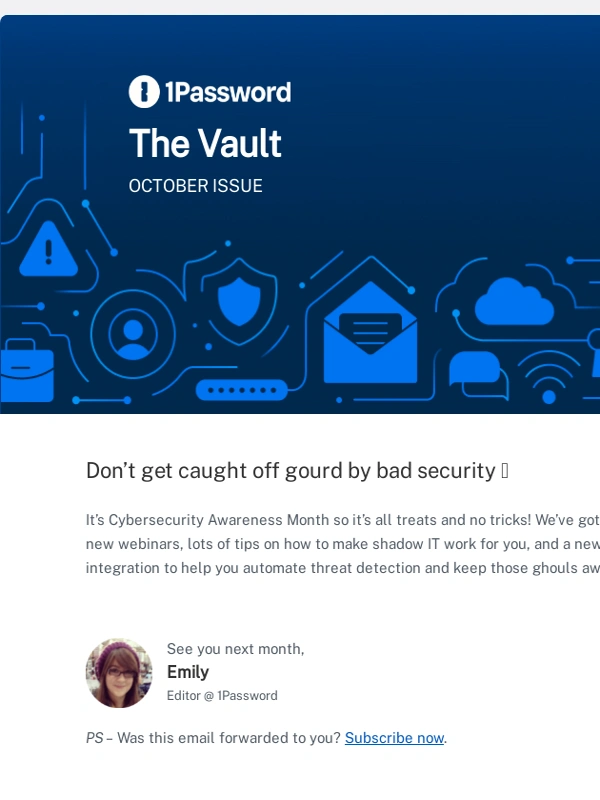 1Password - ? The Vault Newsletter: October issue ?