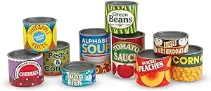 Melissa & Doug Let's Play House! Grocery Cans Play Food Kitchen Accessory ,3+ years- 10 Stackable Cans With Removable Lids