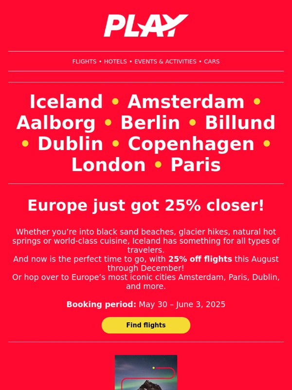 Flyplay - 25% off flights to Iceland & Europe!✈️