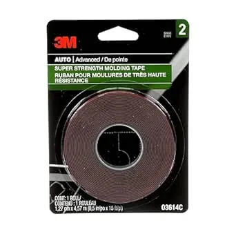 3M Super-Strength Molding Tape, 1/2 in x 15 ft, High Strength Double-Sided Adhesive, Permanently Attaches Side Moldings, Trim and Emblems to Interior and Exterior of Vehicles (03614)