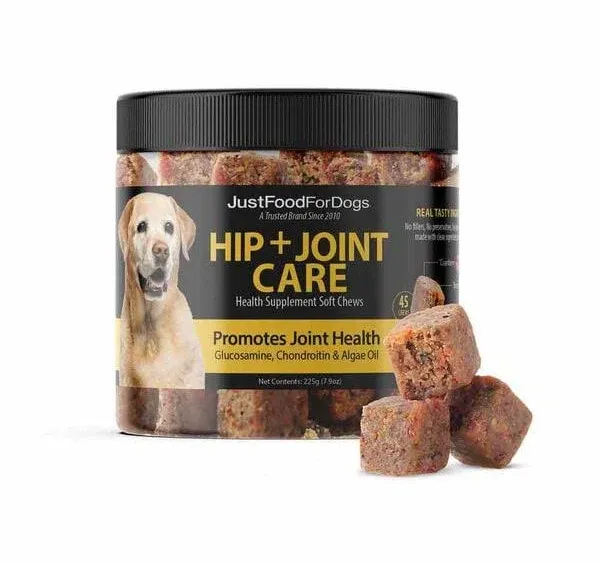 JustFoodForDogs Hip + Joint Soft Chews Mobility Supplement for Dogs with Glucosamine and Chondriotin