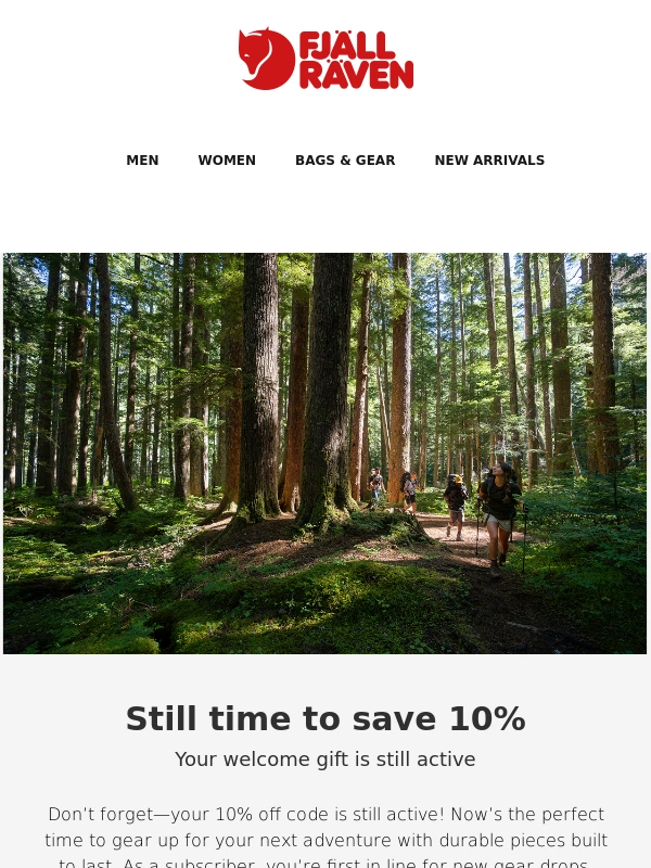 Fjallraven - Last chance–your welcome gift expires soon!