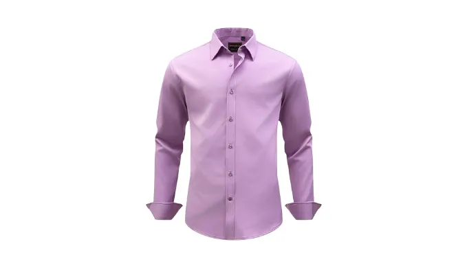 Simmashah Mens Dress Shirts Stretch Wrinkle Free Formal Long Sleeve Shirts Business Casual Button Down Shirt 2-67 Purple L