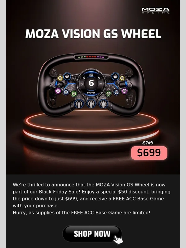 Moza Racing - Exciting News: MOZA Black Friday Deal – The MOZA Vision GS is Now on Sale!