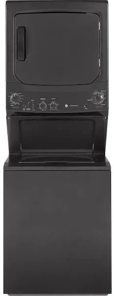 GE Unitized Spacemaker 3.8 Cu. Ft. Washer, 5.9 Cu. Ft. Dryer Diamond Gray Stack Laundry