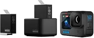 GoPro Dual Battery Charger + 2 Enduro Batteries (HERO12 Black/HERO11 Black/HERO10 Black/HERO9 Black) - Official GoPro Accessory