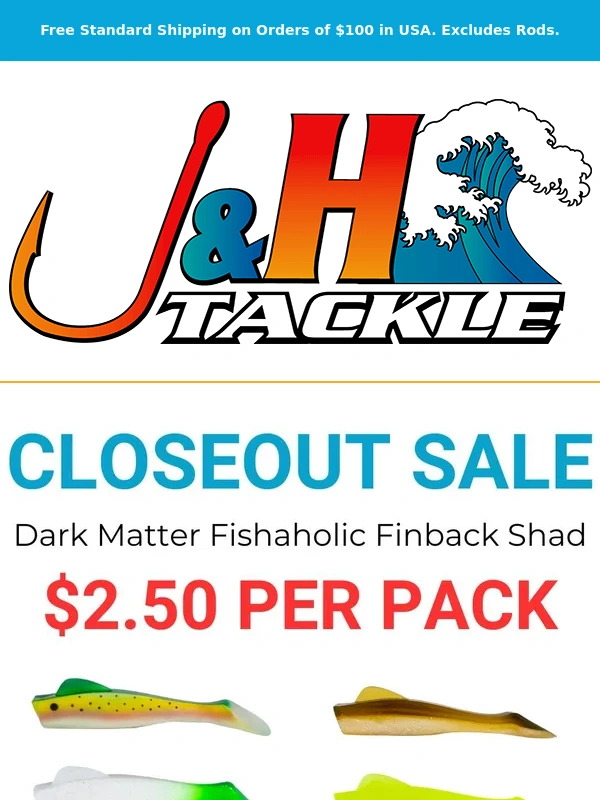 J And H Tackle - ? CLOSEOUT SALE: Dark Matter Fishaholic Finback Shads