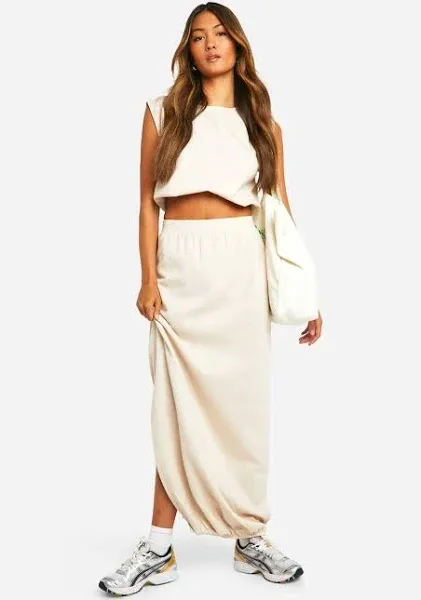 Boohoo Bubble Split Midi Skirt