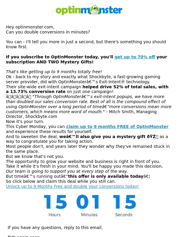 OptinMonster - ? 9 Months Free➕ Mystery Gifts! ?