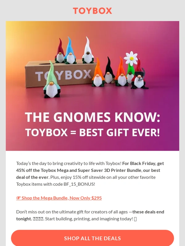 Toybox - Black Friday Starts NOW! ? Save 45% on Toybox!