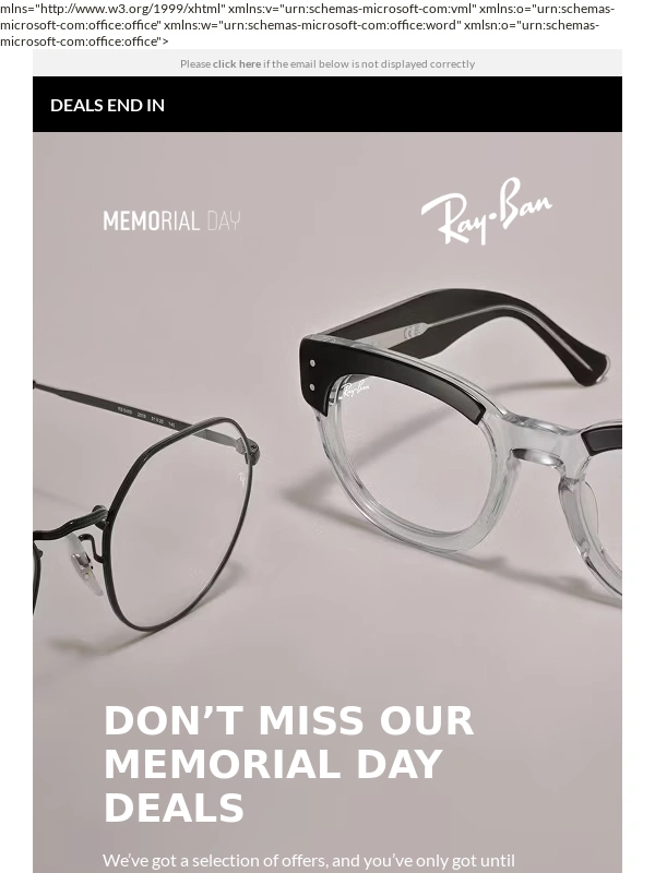 Ray Ban - Offers Ending in a Few Hours
