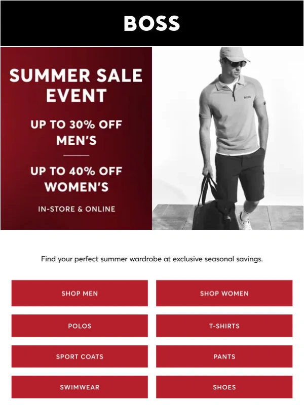 HUGO BOSS - 30% Off Polos,Swimwear,Shoes & More!