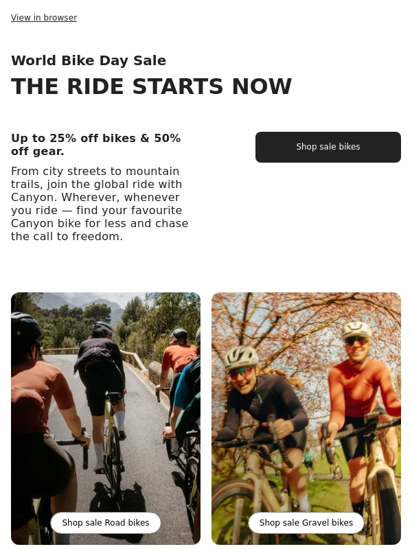 Canyon - THE RIDE STARTS NOW: World Bike Day Sale