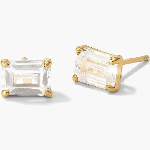JAXXON Gold Emerald Cut Stud Earrings