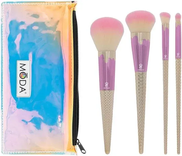 MŌDA Brush Ice Cream 5pc Strawberry Vanilla Full Face Makeup Brush Kit