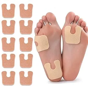 U Shape Horseshoe Pads Toe Spacers for Feet, Callus Cushions Moleskin for Feet Metatarsal Pads, Felt Foot Pads Callus Pads for Feet Bottom Side of Foot and Heel (10)